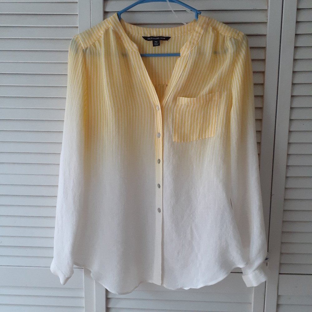 5for$10 Women's Button-up Long Sleeve Sheer Top Size PM